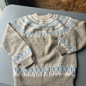 Dale of Norway Beige and Blue Crewneck Sweater